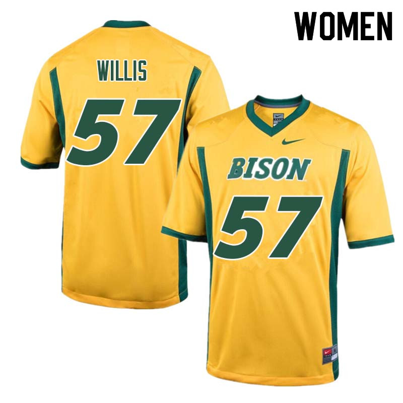Women #57 Zach Willis North Dakota State Bison College Football Jerseys Sale-Yellow